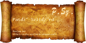 Pató Szilárd névjegykártya